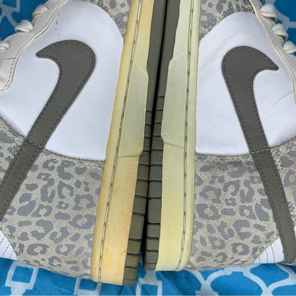 Nike Men’s size 7.5 Dunk high skinny leopard print white tan sail grey hi top og - Picture 9 of 11